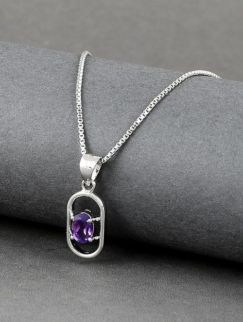 silver plated stone embellished pendant - 19085384 - Standard Image - 0