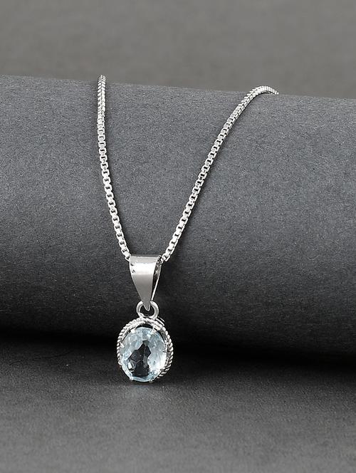silver plated stone embellished pendant - 19085385 - Standard Image - 0