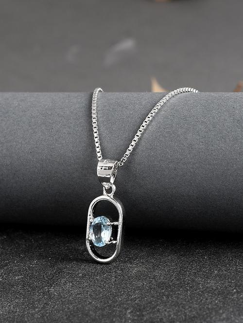 silver plated stone embellished pendant - 19085386 - Standard Image - 0