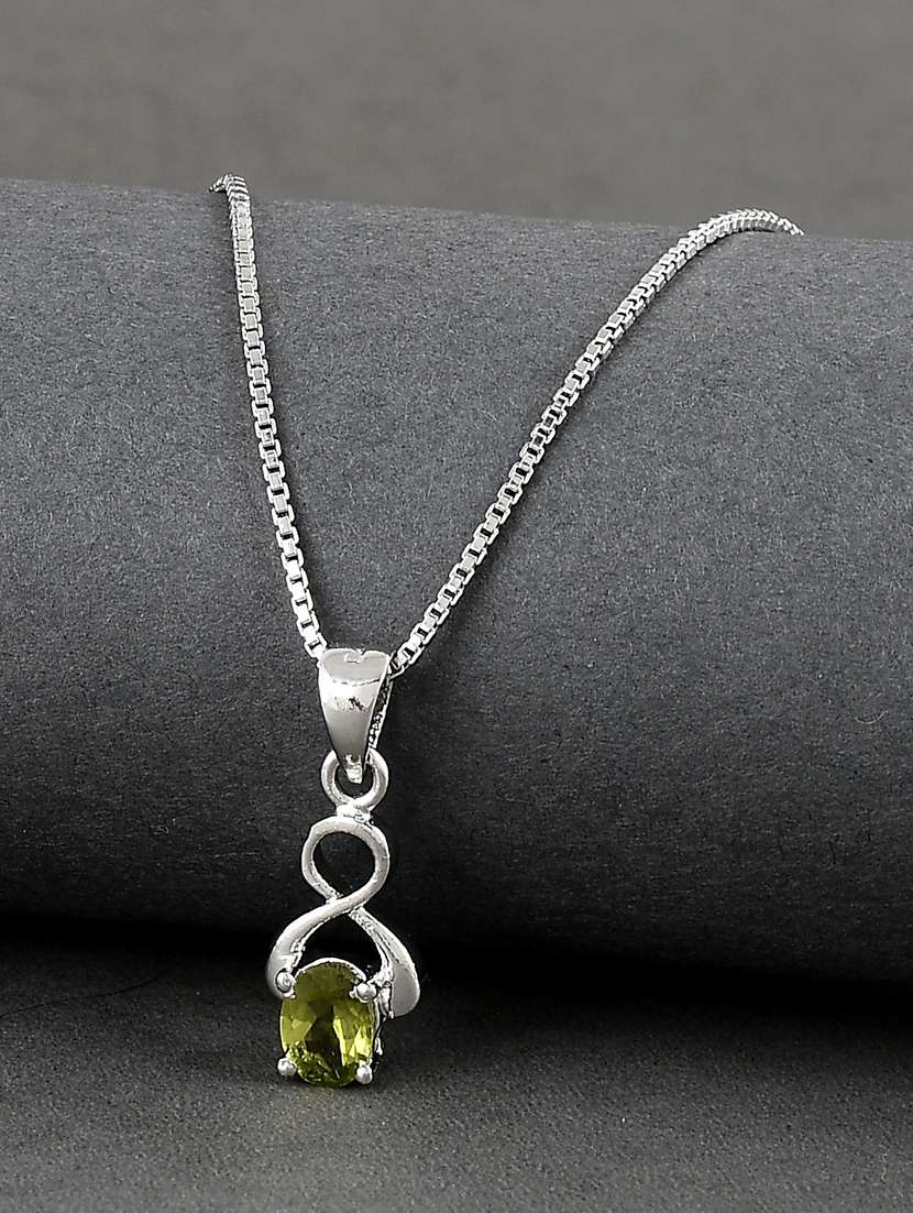 silver plated stone embellished pendant