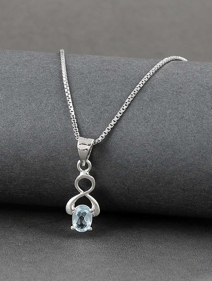 silver plated stone embellished pendant