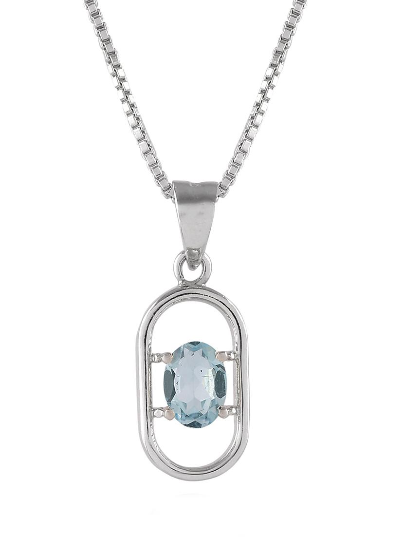 silver plated stone embellished pendant - 19085410 -  Standard Image - 1