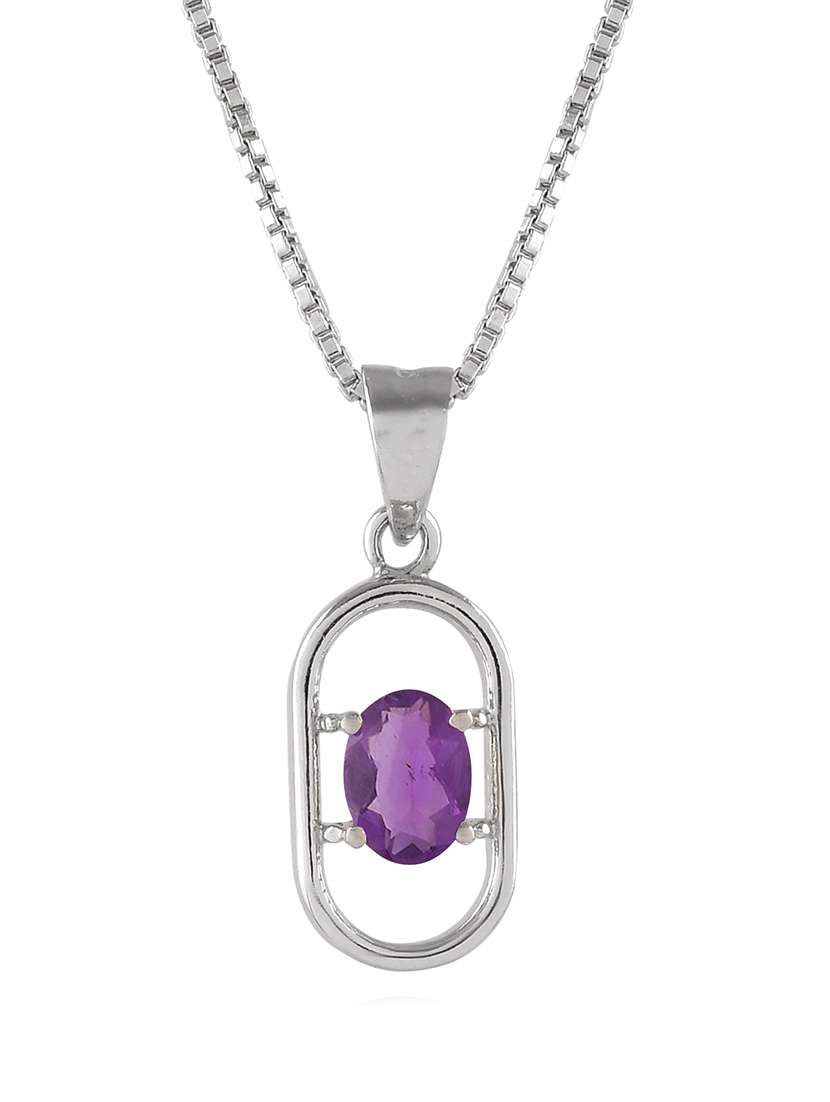 silver plated stone embellished pendant - 19085412 -  Standard Image - 1