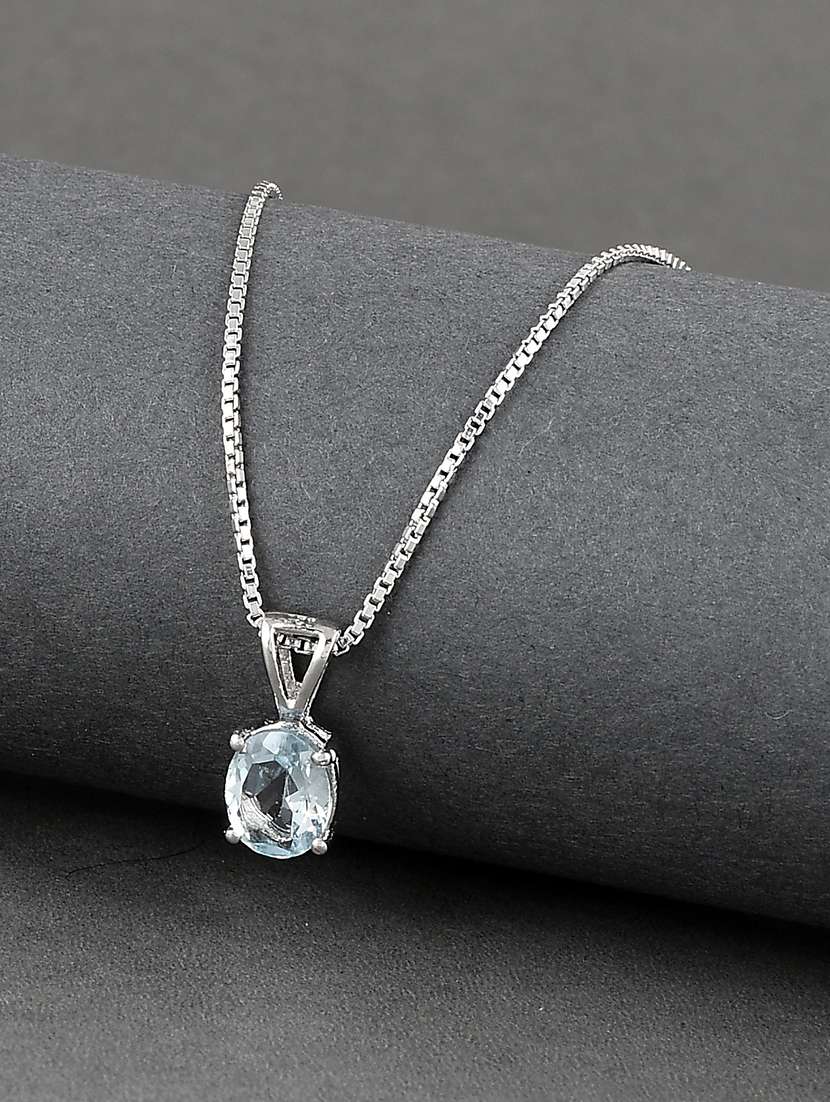 silver plated stone embellished pendant