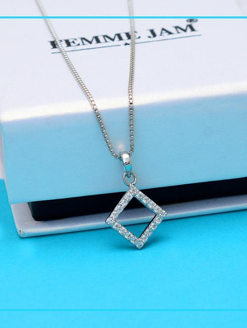 silver plated stone embellished pendant - 19085423 - Standard Image - 0