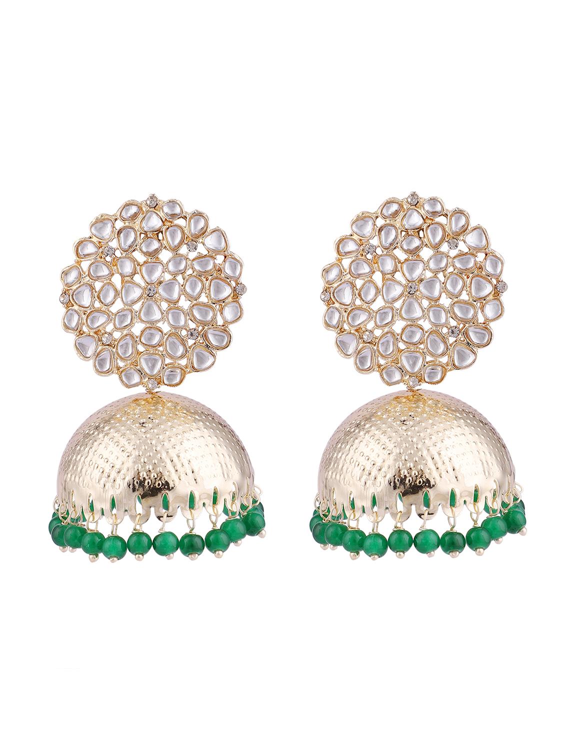 green gold plated jhumka earring - 19086327 - Standard Image - 1