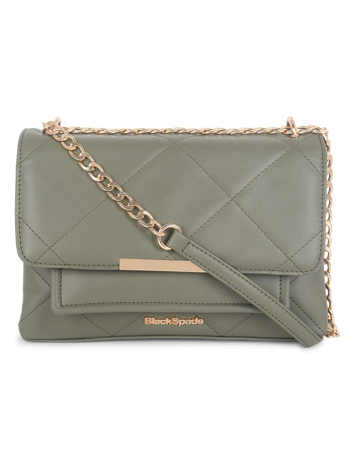 green leatherette (pu) sling bag