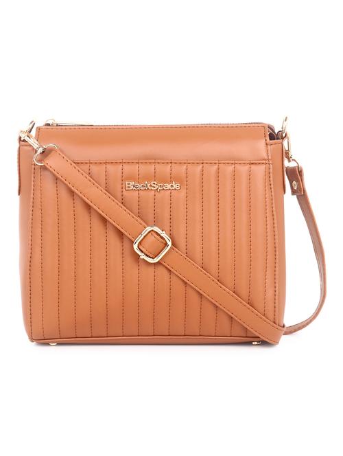 tan leatherette (pu) sling bag - 19086556 -  Standard Image - 0