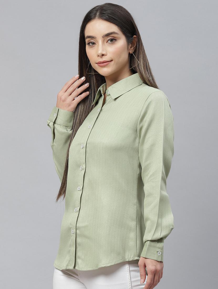 green viscose regular shirt - 19086591 -  Standard Image - 1