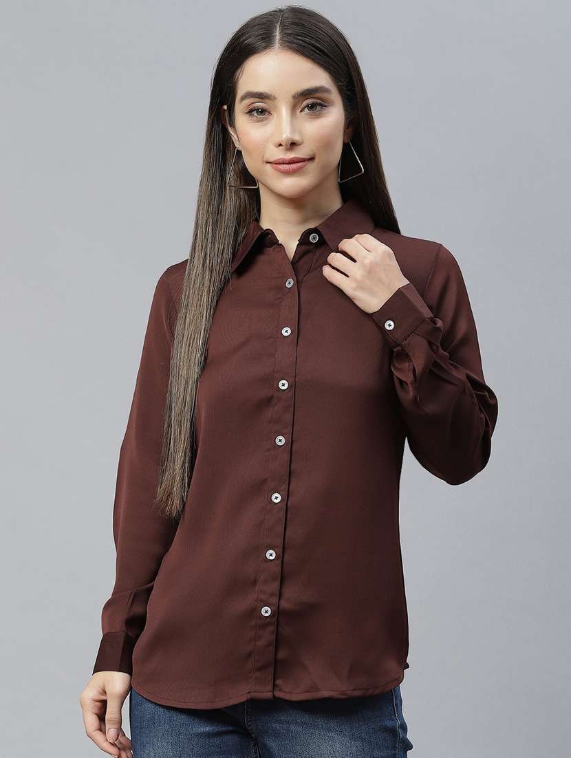 brown polyester regular shirt