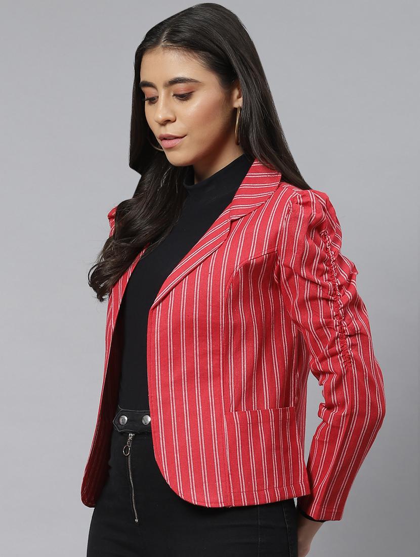 lapel neck striped regular jacket - 19086599 - Standard Image - 1
