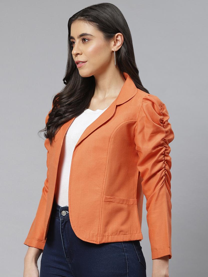 women lapel neck solid casual balzer - 19086600 - Standard Image - 1