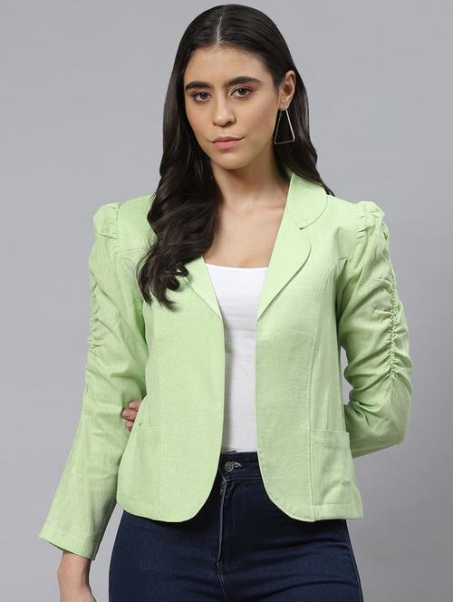 lapel neck solid regular jacket - 19086601 - Standard Image - 0