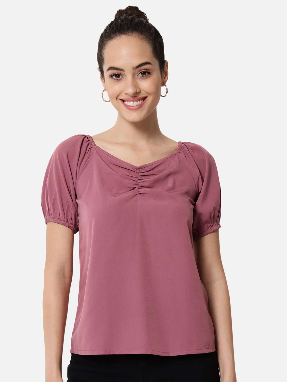 women's straight v neck top