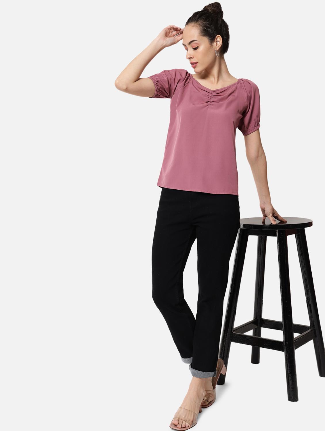 women's straight v neck top - 19086754 - Standard Image - 4