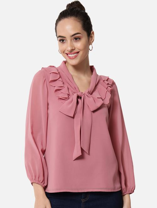 women's ruffle tie-up neck top - 19086760 - Standard Image - 0