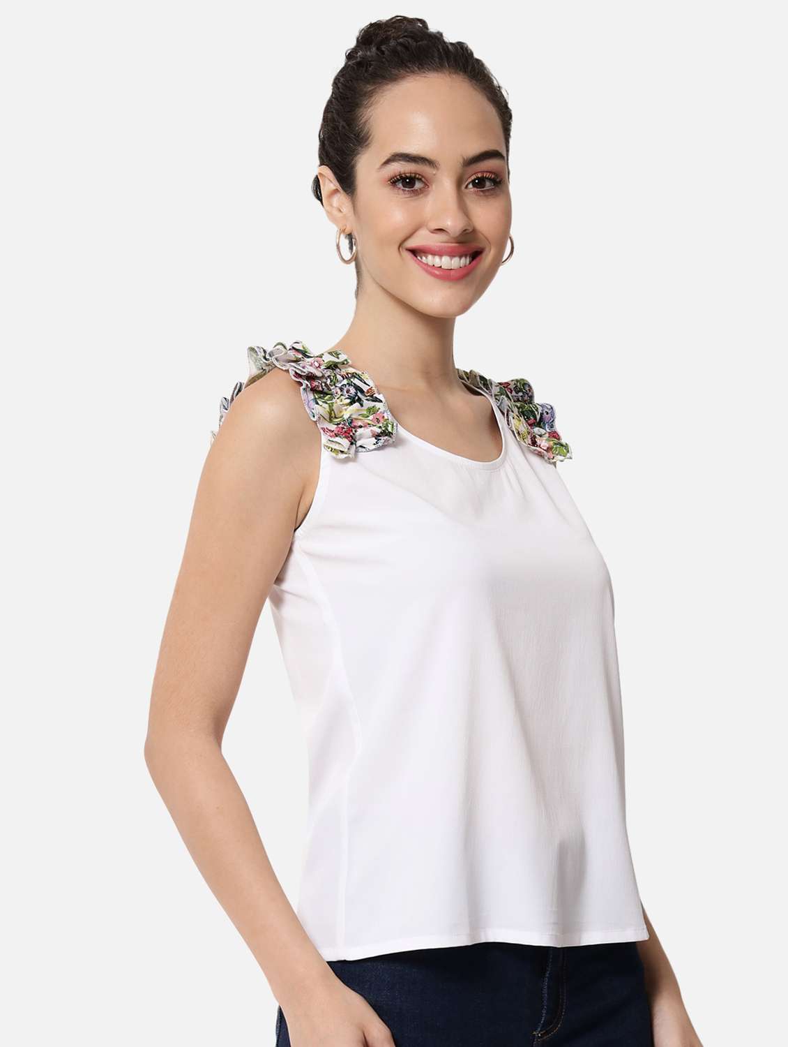 women's straight round neck top - 19086761 - Standard Image - 1