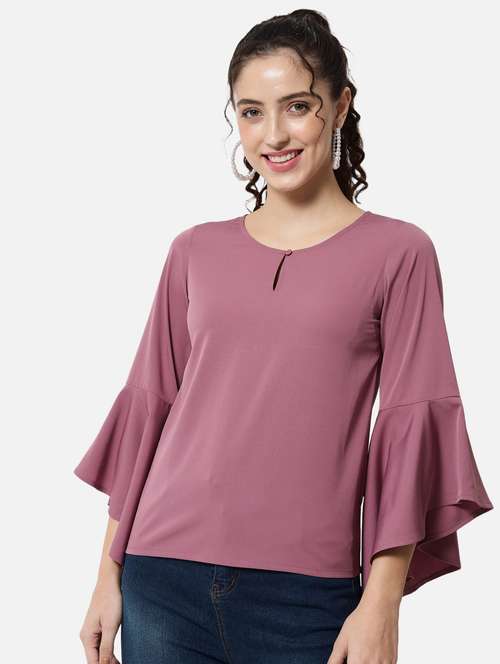 women's a line key hole neck top - 19086778 -  Standard Image - 0