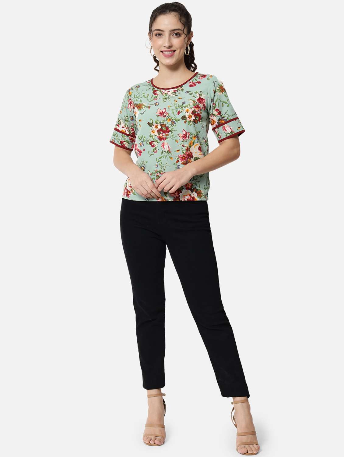 women's straight round neck top - 19086791 -  Standard Image - 4