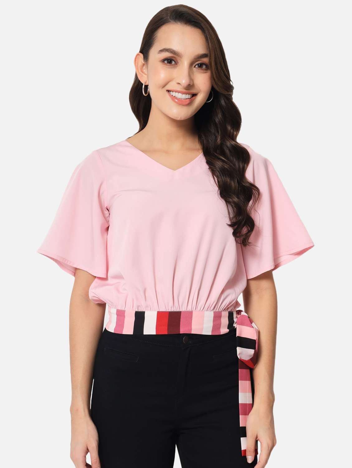 women's crop v neck top - 19086799 - Zoom Image - 0