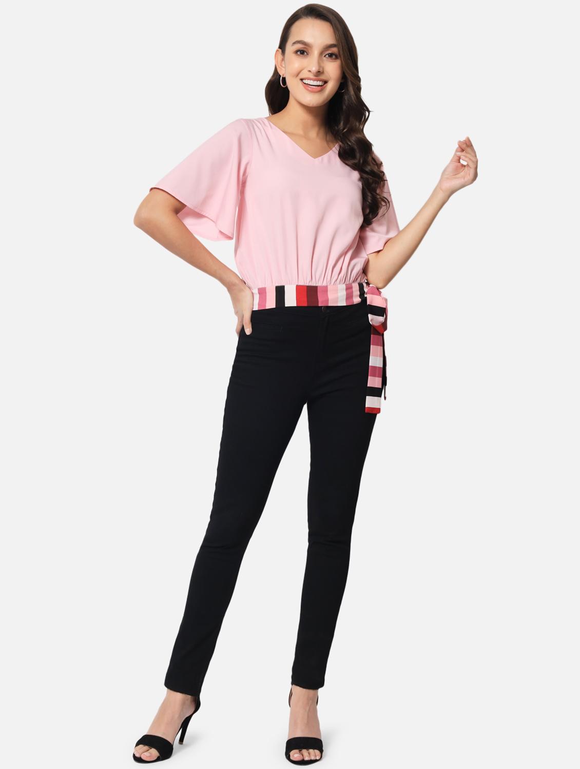 women's crop v neck top - 19086799 - Standard Image - 4