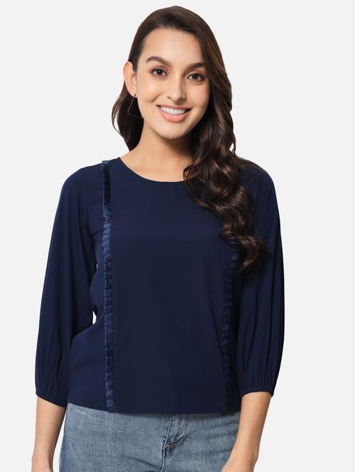 women's straight round neck top - 19086804 - Standard Image - 0