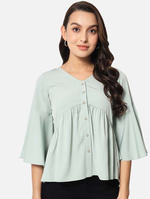 women's peplum v neck top - 19086806 -  Standard Image - 0