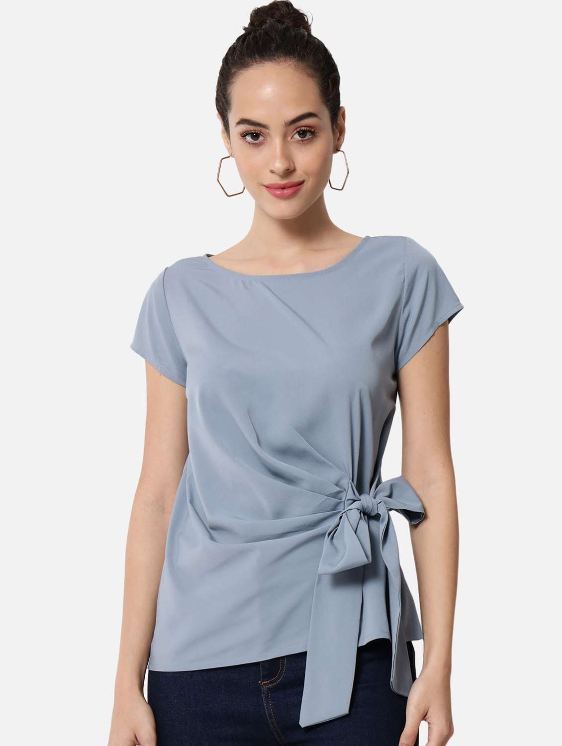 women's straight round neck top