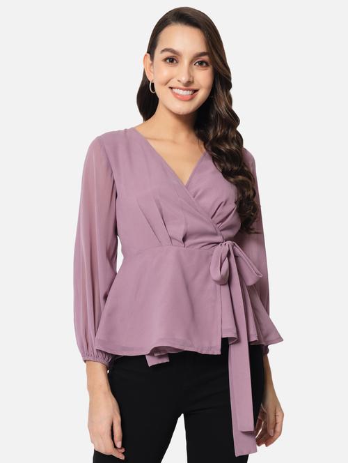 women's wrap overlap neck top - 19086868 -  Standard Image - 0