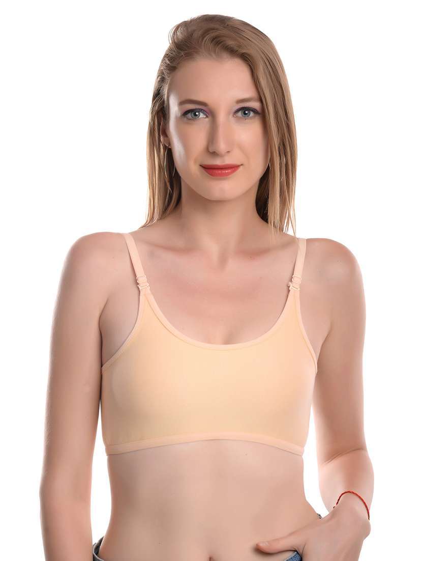 pack of 3 beige solid sports bra - 19087103 -  Standard Image - 1