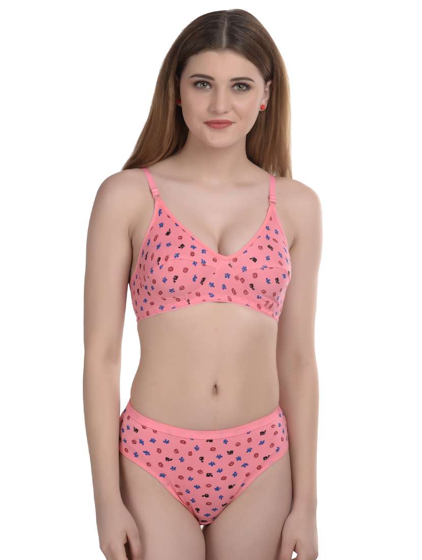 pink printed bra and panty set