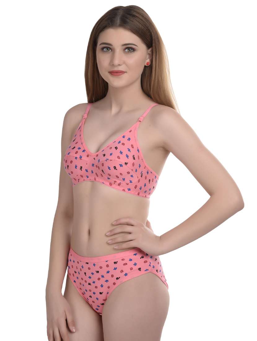 pink printed bra and panty set - 19087154 -  Standard Image - 1