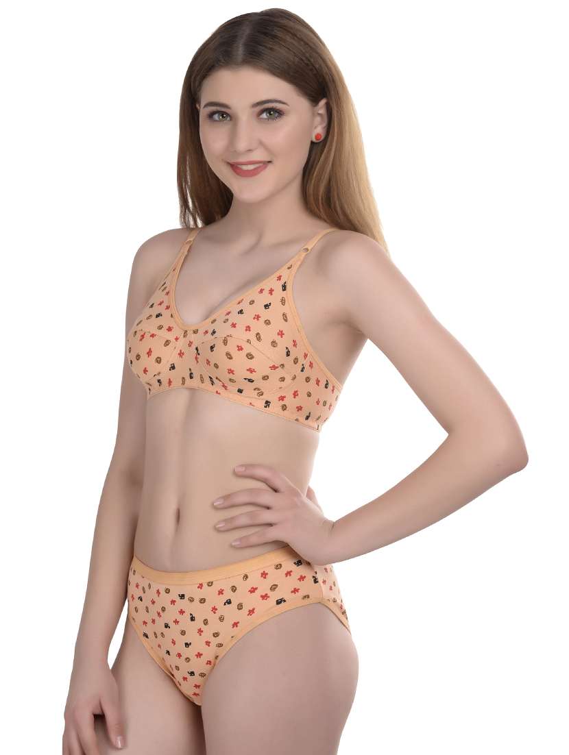 yellow printed bras and panty set - 19087156 -  Standard Image - 1