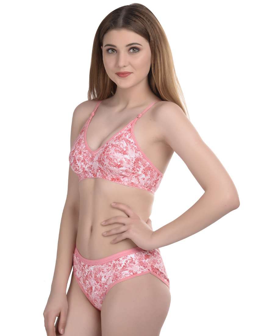 pink printed bras and panty set - 19087158 -  Standard Image - 1