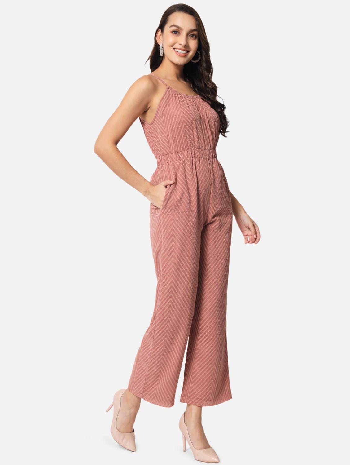 cami neck chevron full leg jumpsuit - 19087189 -  Standard Image - 1