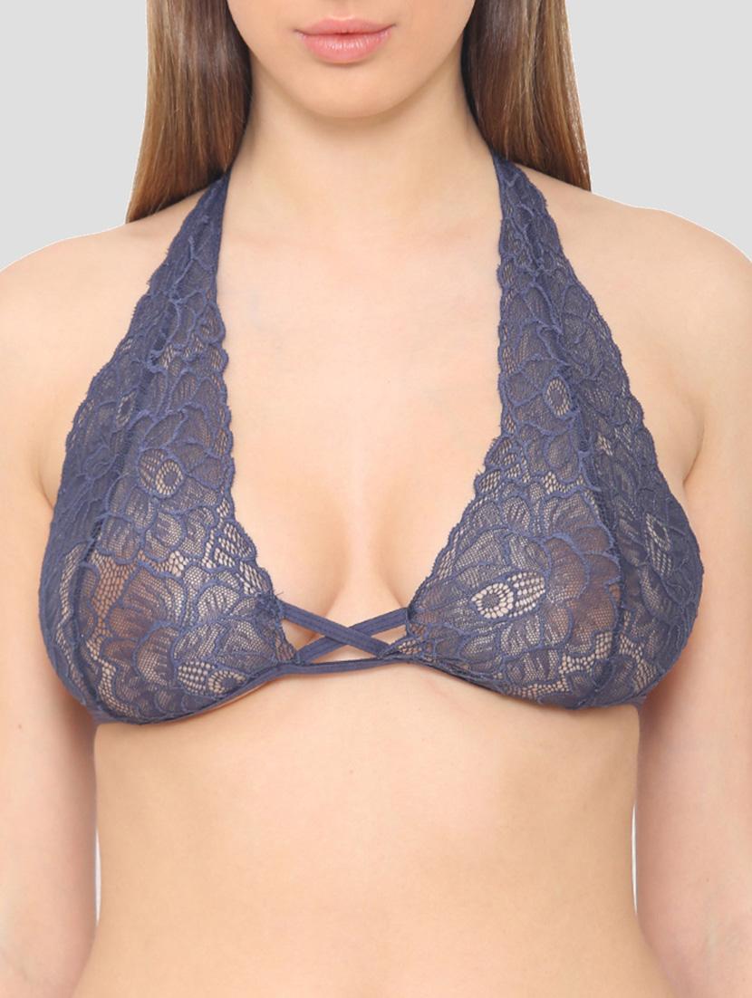 blue lace plunge bra - 19087586 - Standard Image - 4
