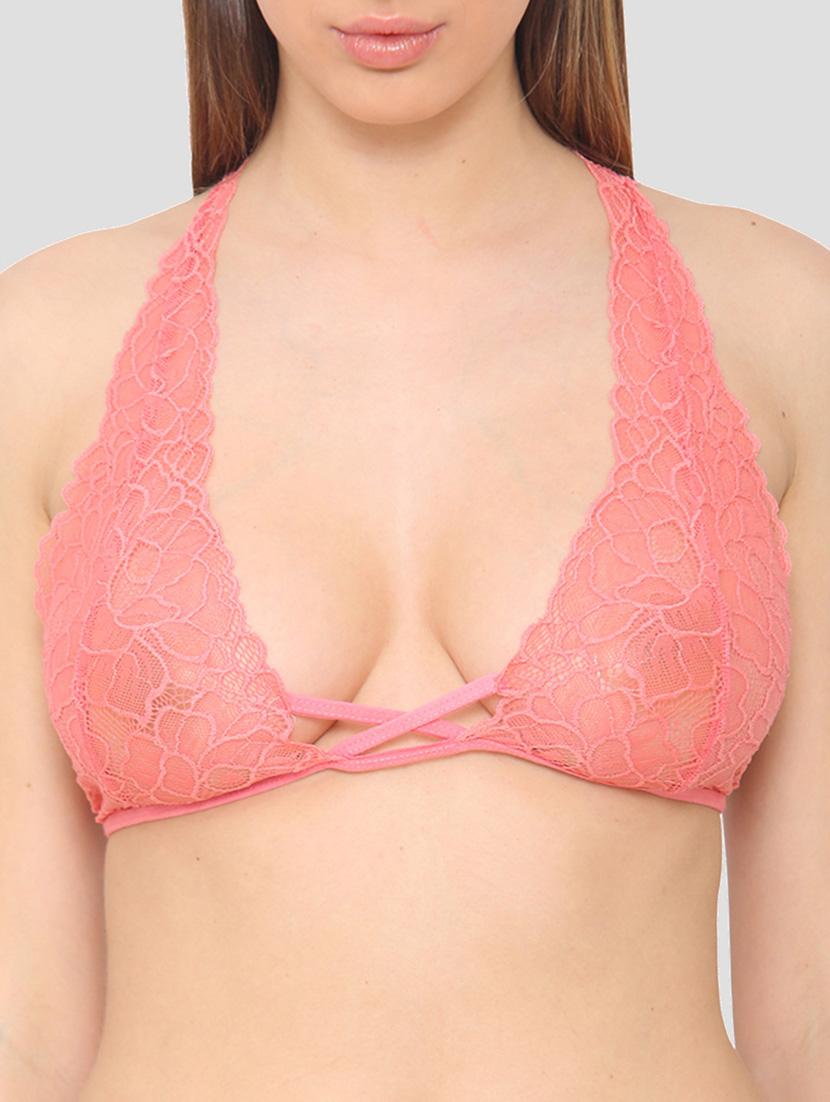 pink lace plunge bra - 19087587 - Standard Image - 4