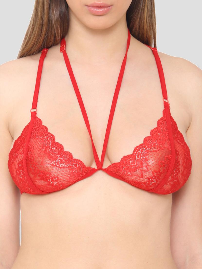 red solid bralettes - 19087591 - Standard Image - 4