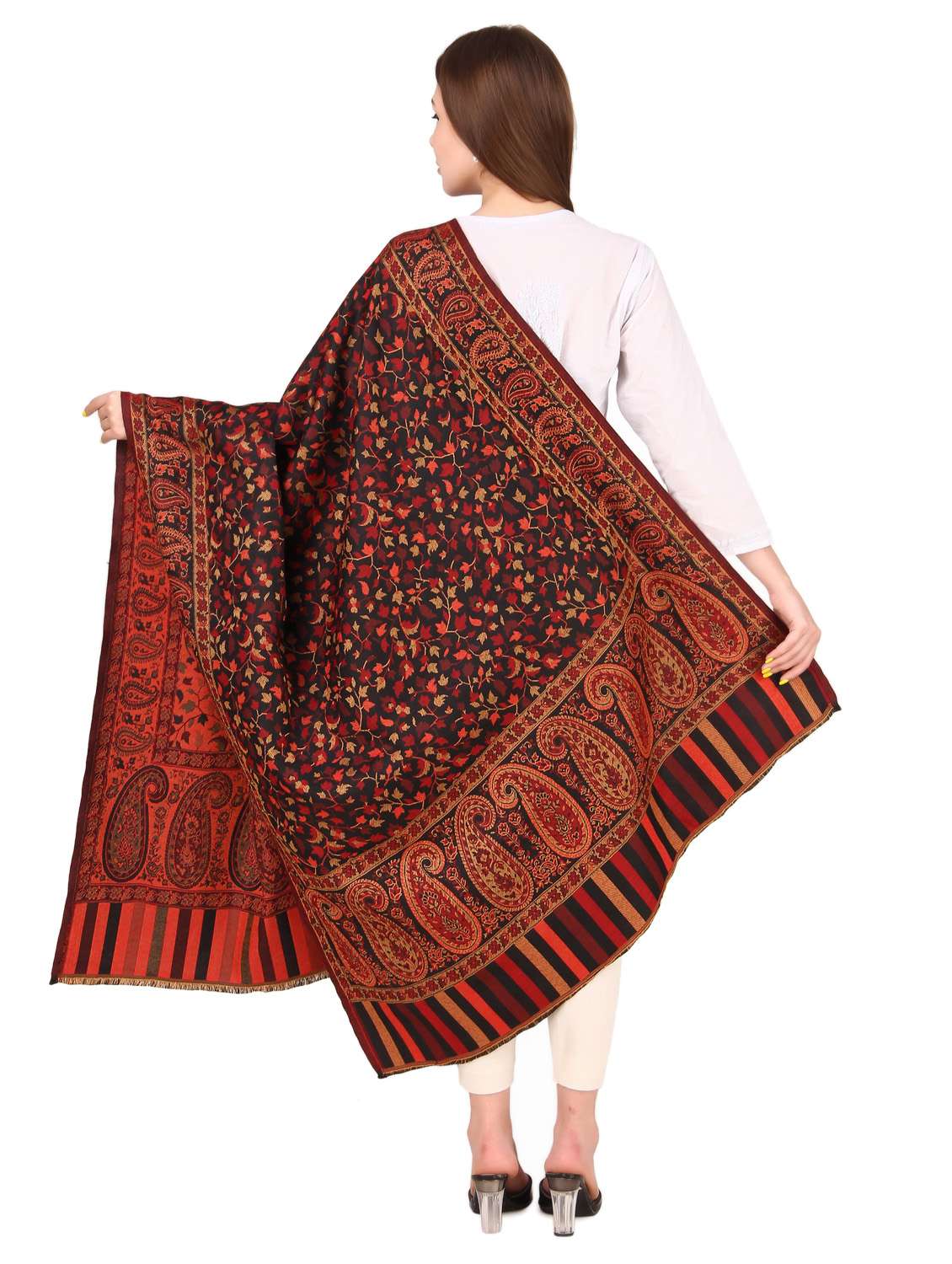 women's self design shawl - 19087634 -  Standard Image - 4