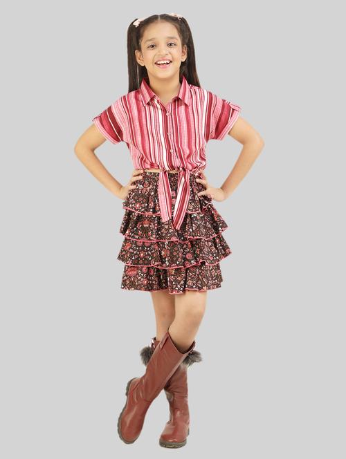 multicolor color floral knee length top & skirt - 19087710 -  Standard Image - 0