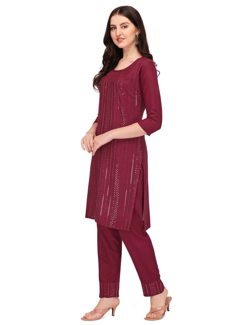purple kurta pant set - 19087753 -  Standard Image - 1