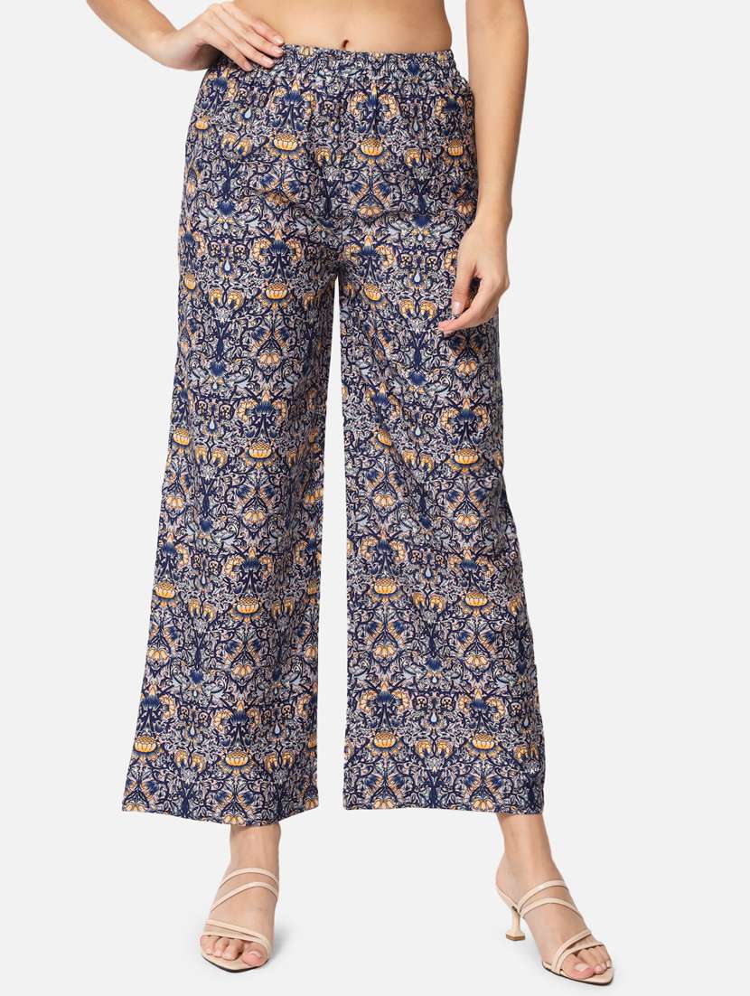 mid rise printed straight palazzo