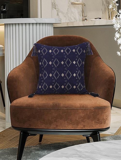 mezposh navy blue & gold harlequin embroidered faux silk cushion  - 19088609 -  Standard Image - 0