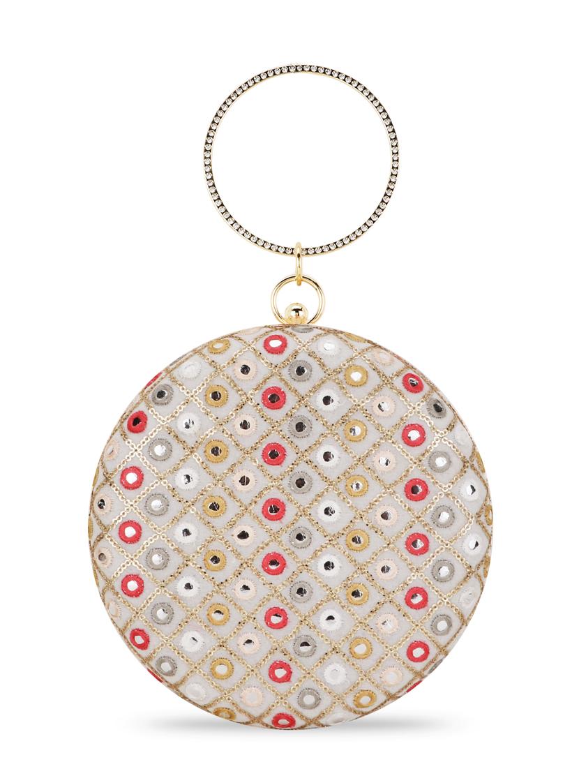 multi colored faux silk box clutch - 19088647 -  Standard Image - 1