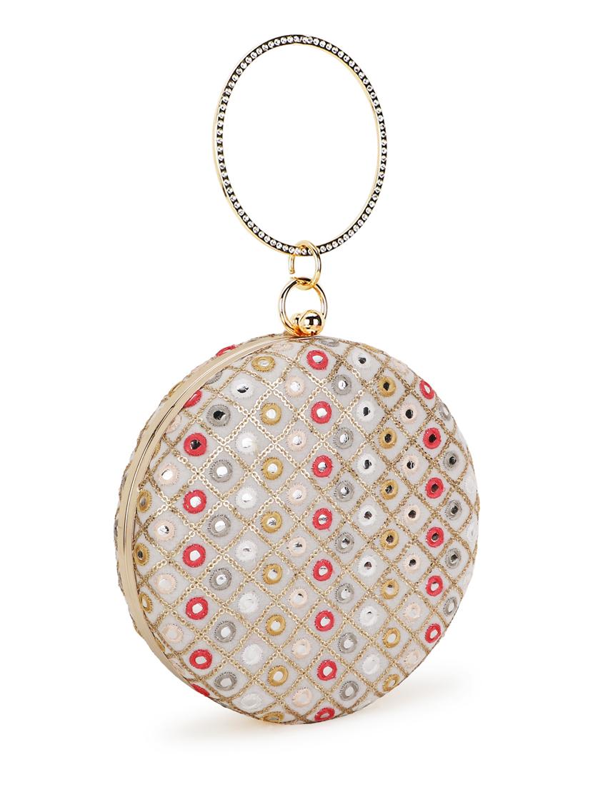 multi colored faux silk box clutch - 19088647 - Standard Image - 4