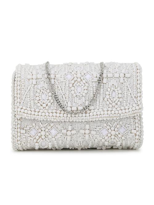 white faux silk regular clutch - 19088678 - Standard Image - 0