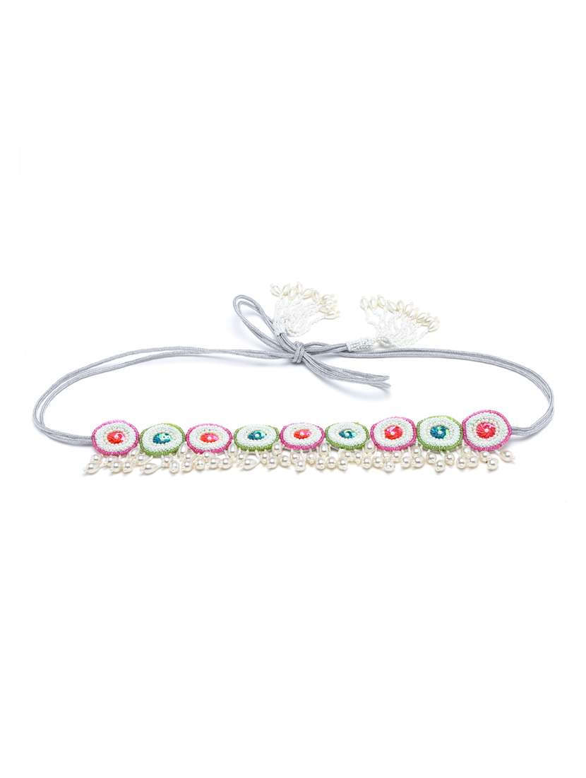 white embellished belt
