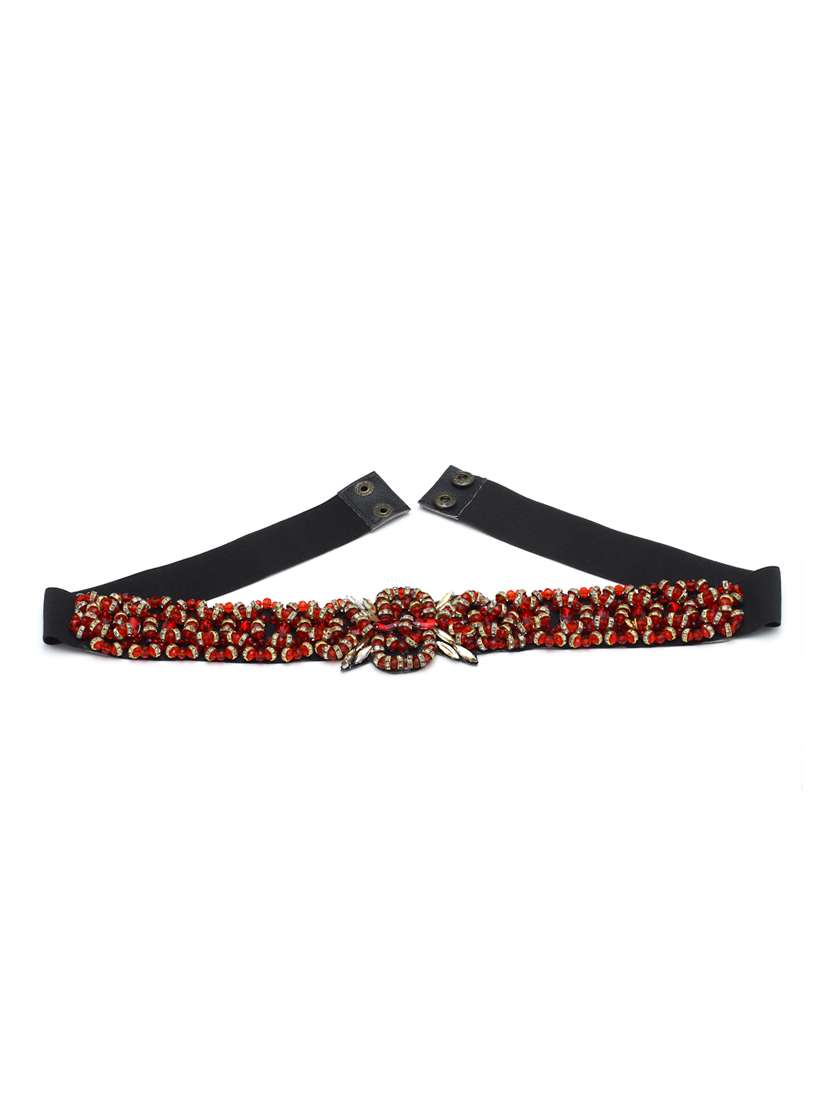 braided & beaded pu handmade belt