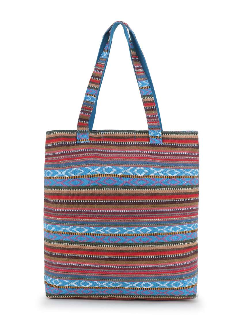 multi stripes canvas regular handbag - 19088708 -  Zoom Image - 0