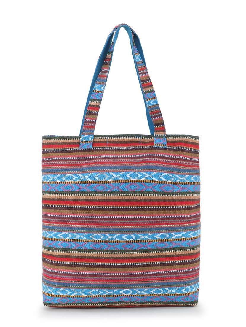 multi stripes canvas regular handbag - 19088708 -  Standard Image - 1